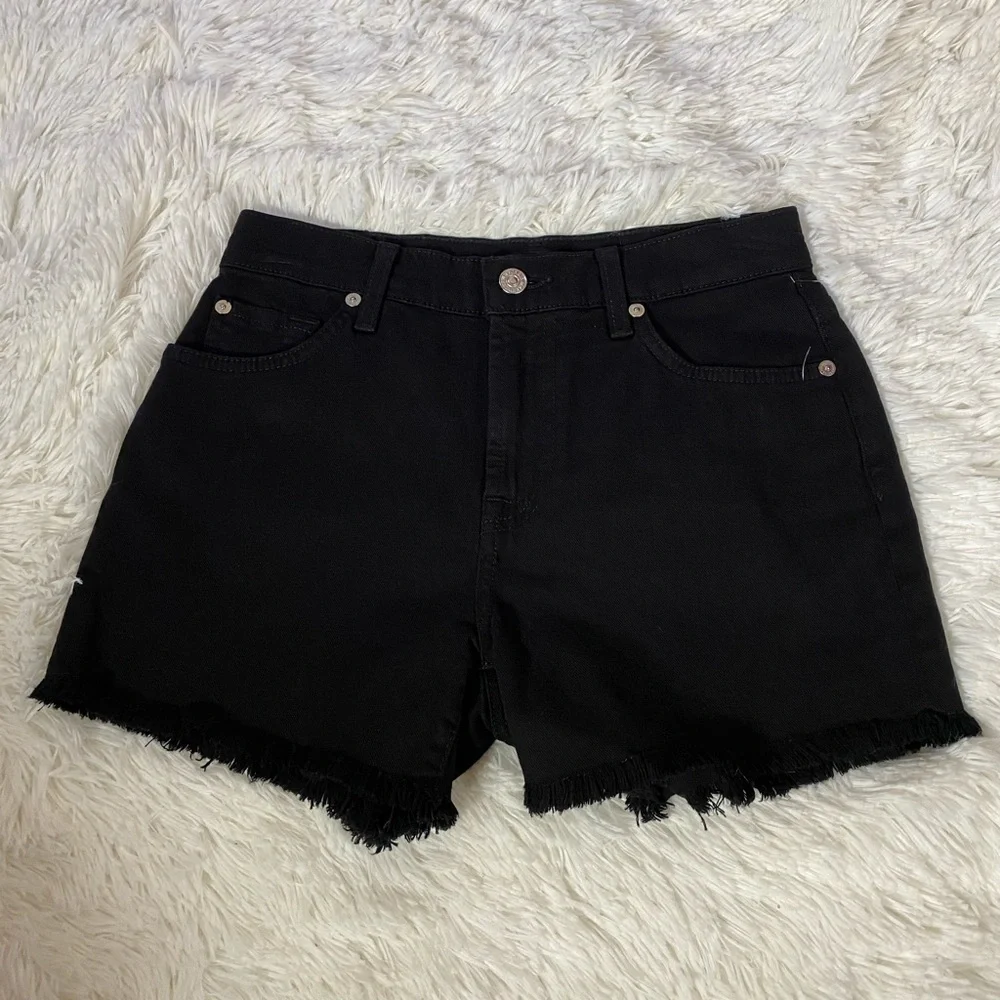7 For All Mankind Denim Cutoff Shorts in Black
